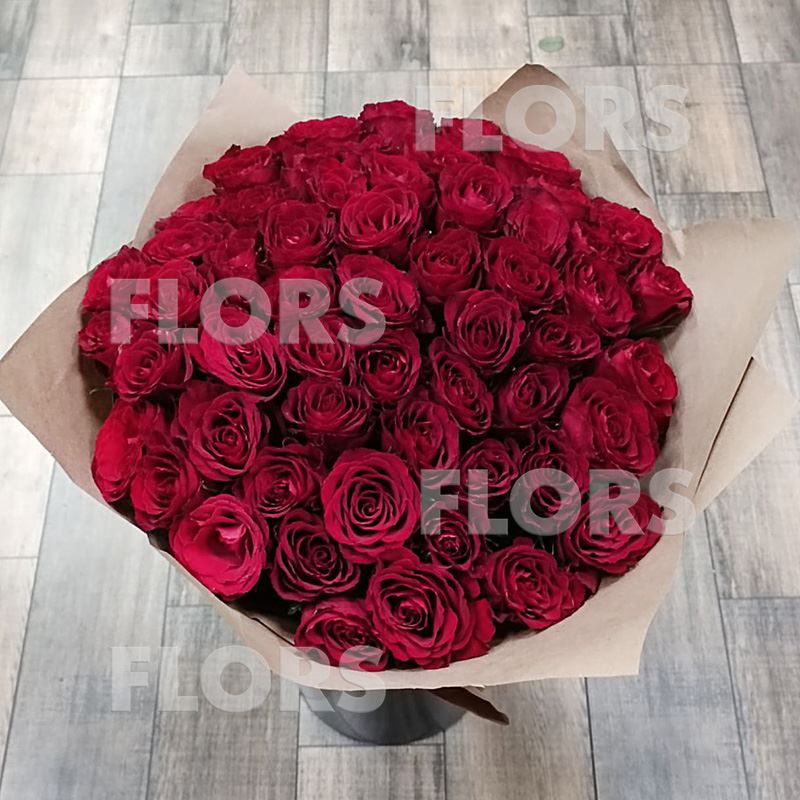 Букет красных роз, 51шт