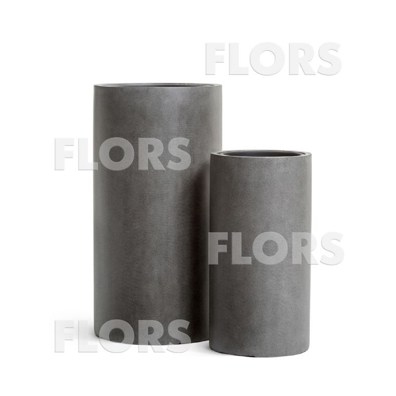 Кашпо TREEZ Effectory Beton Высокий цилиндр Тёмно-серый бетон в-60 см, д-31 см